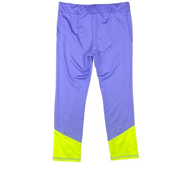Reebok Leggings Youth Girl's Size‎ XL 16 Purple Yellow Stretch Active Cropped - Picture 8 of 8